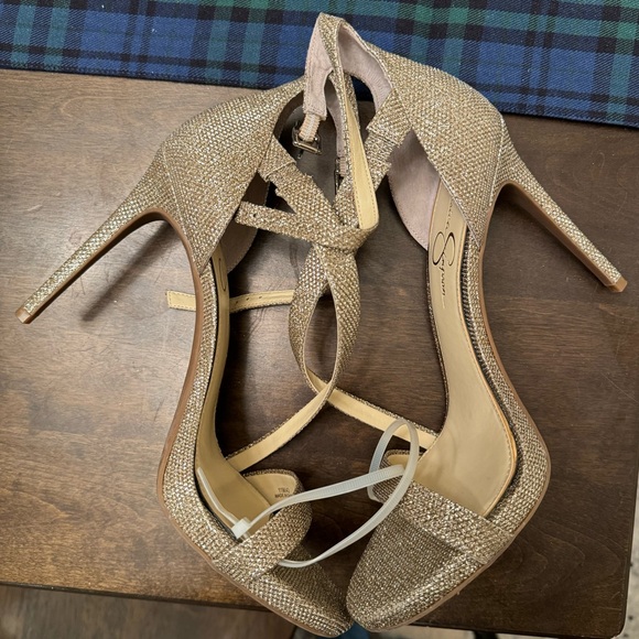 Jessica Simpson heels, gold glitter colored, size 11 - Picture 3 of 5